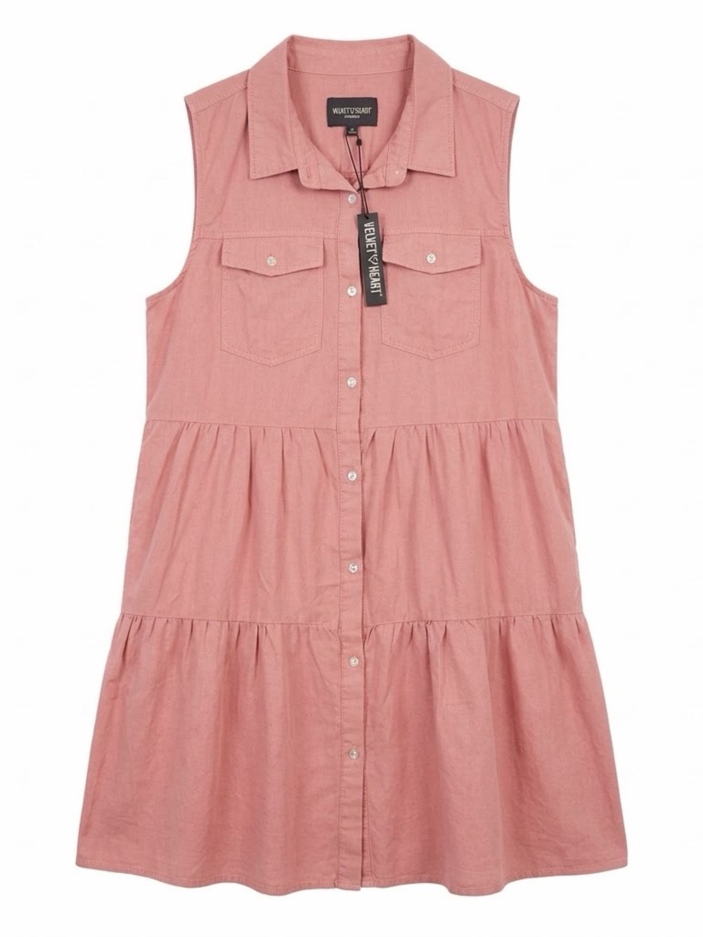 Velvet Heart Collette Button Front Tiered Shirtdress